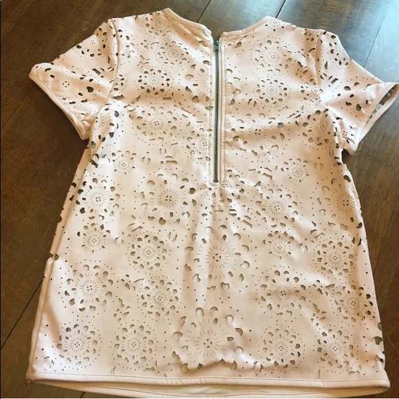 Laser Cut Pink Zip Back Vegan Leather Top Small - Picture 2 of 5